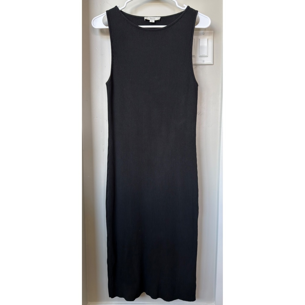 Vince Ribbed Knit Midi Tank Dress Black Size M
